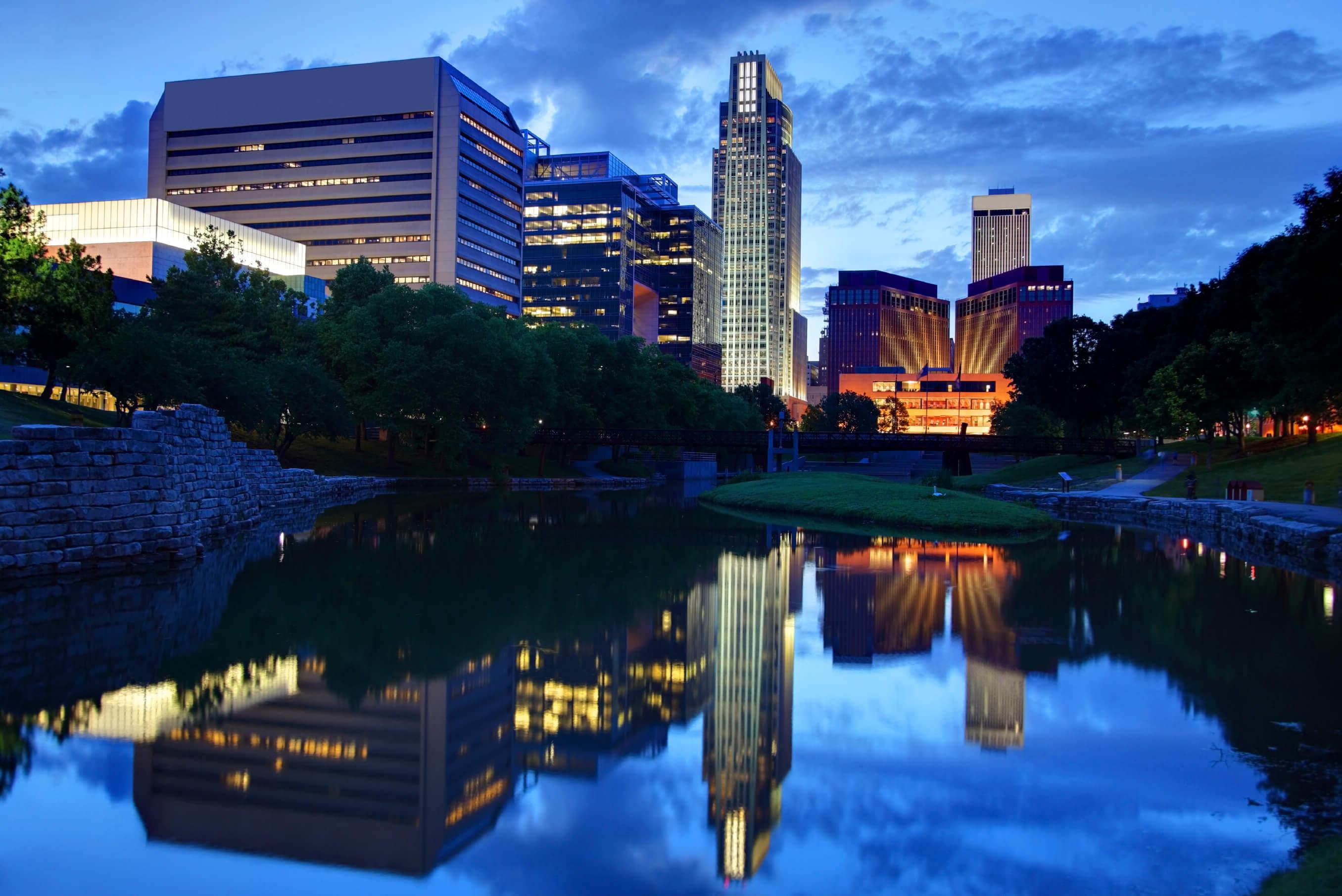 Omaha skyline at dusk